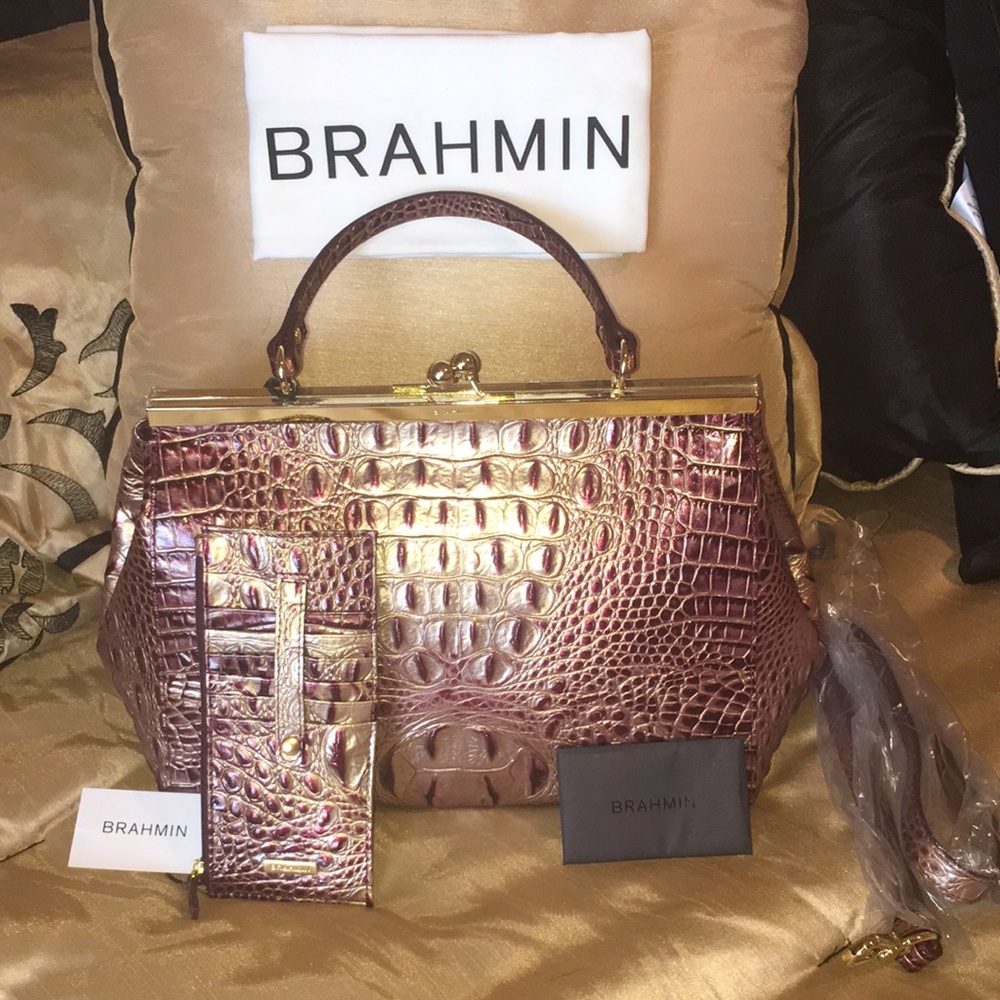 NWT “SOLD OUT” Brahmin Juliett Port Ombré Melbourne Bag & Credit Card Wallet